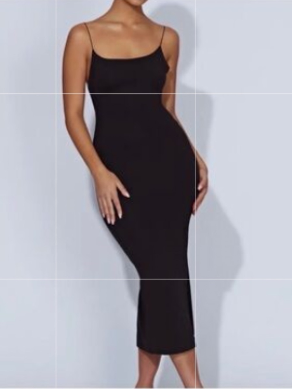 Meshki Women's Black Slip Dress Fitted Bodycon Low Back Stretch Sz XL